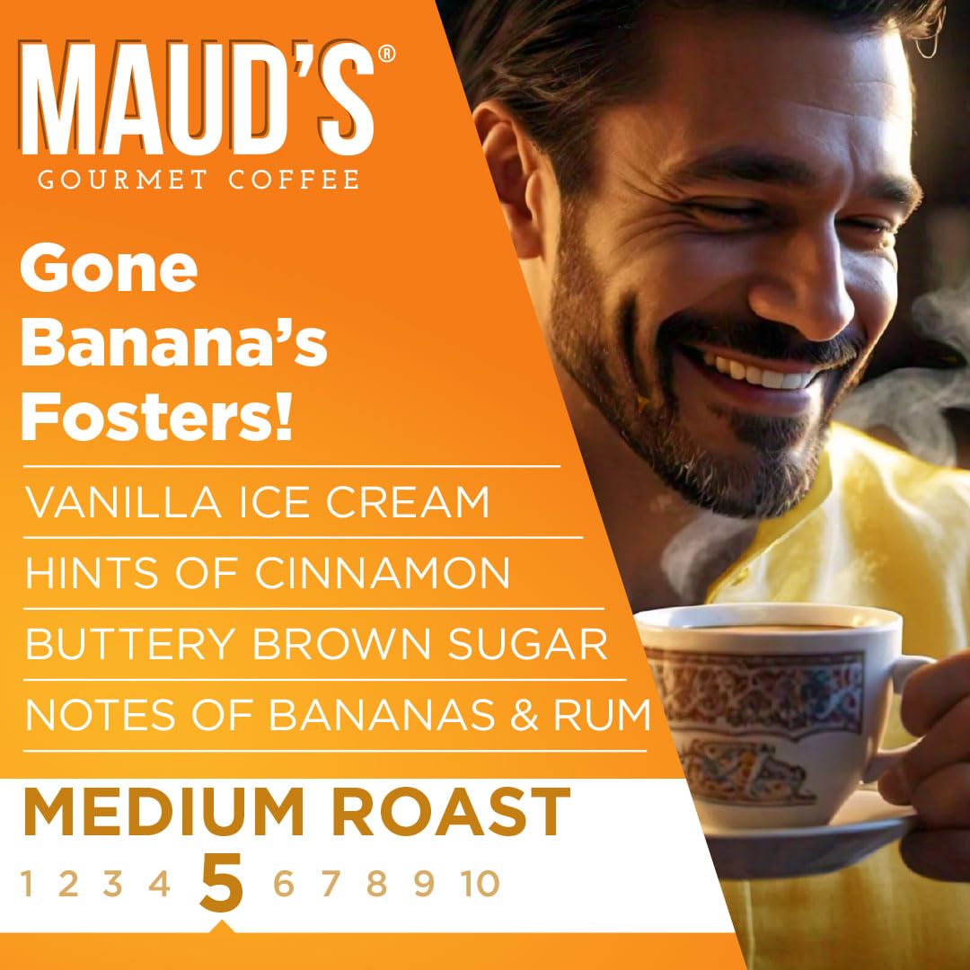 Maud's brewed cup top view with crema highlighting banana aroma appeal