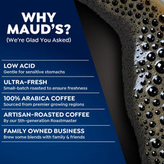 Maud's arranged pods displaying six decaf varieties for easy flavor selection benefit