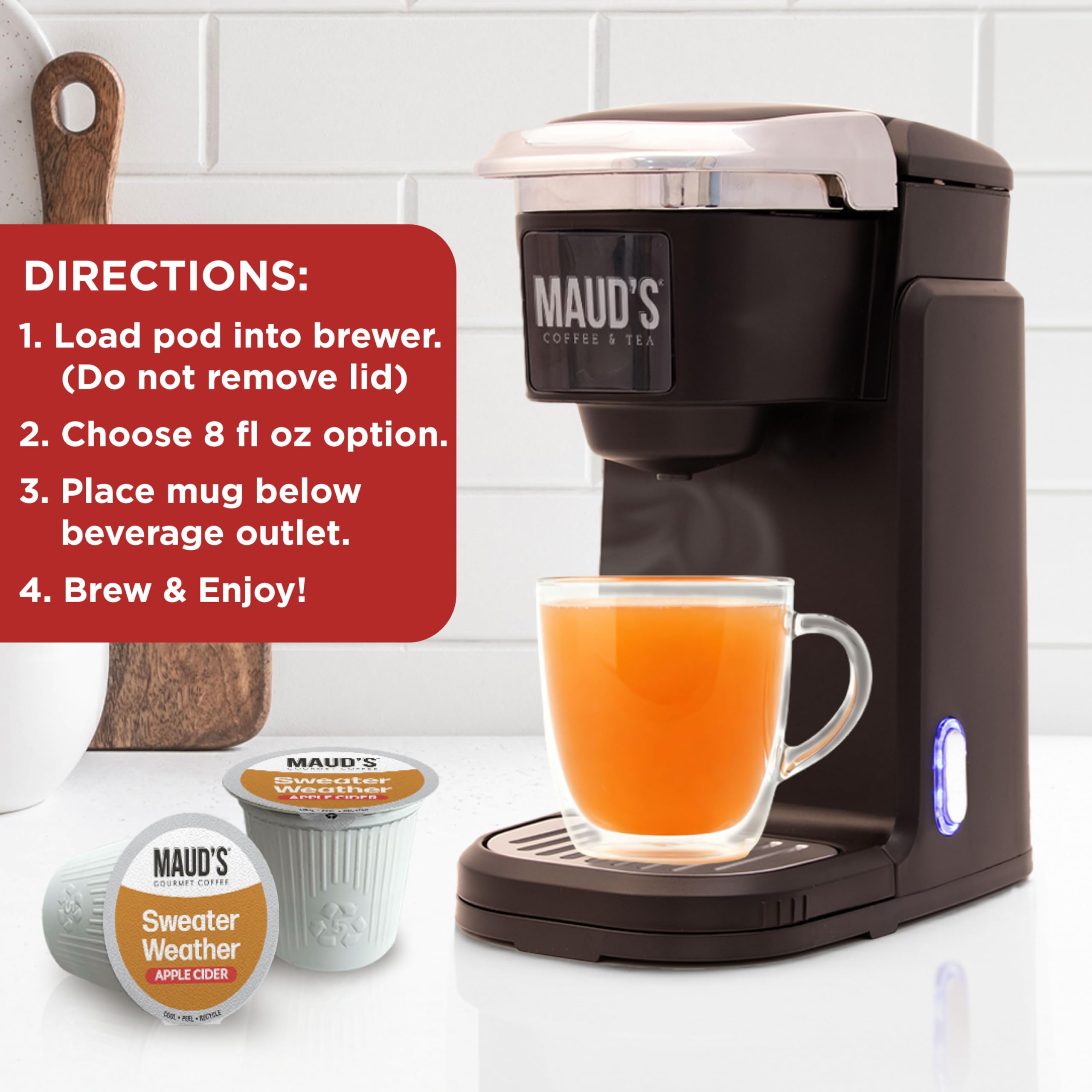 Maud's cozy lifestyle setting with mug and blanket conveying seasonal comfort