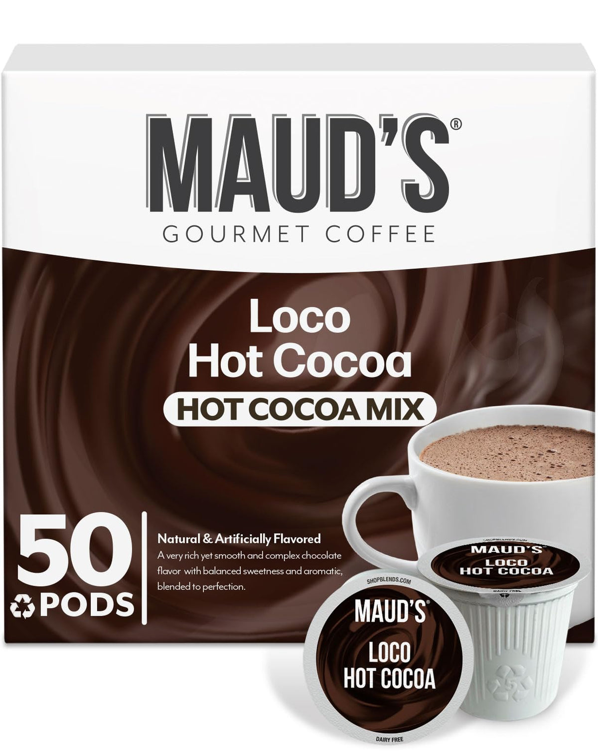 Maud's front packaging showing 50ct pods and clear product benefit
