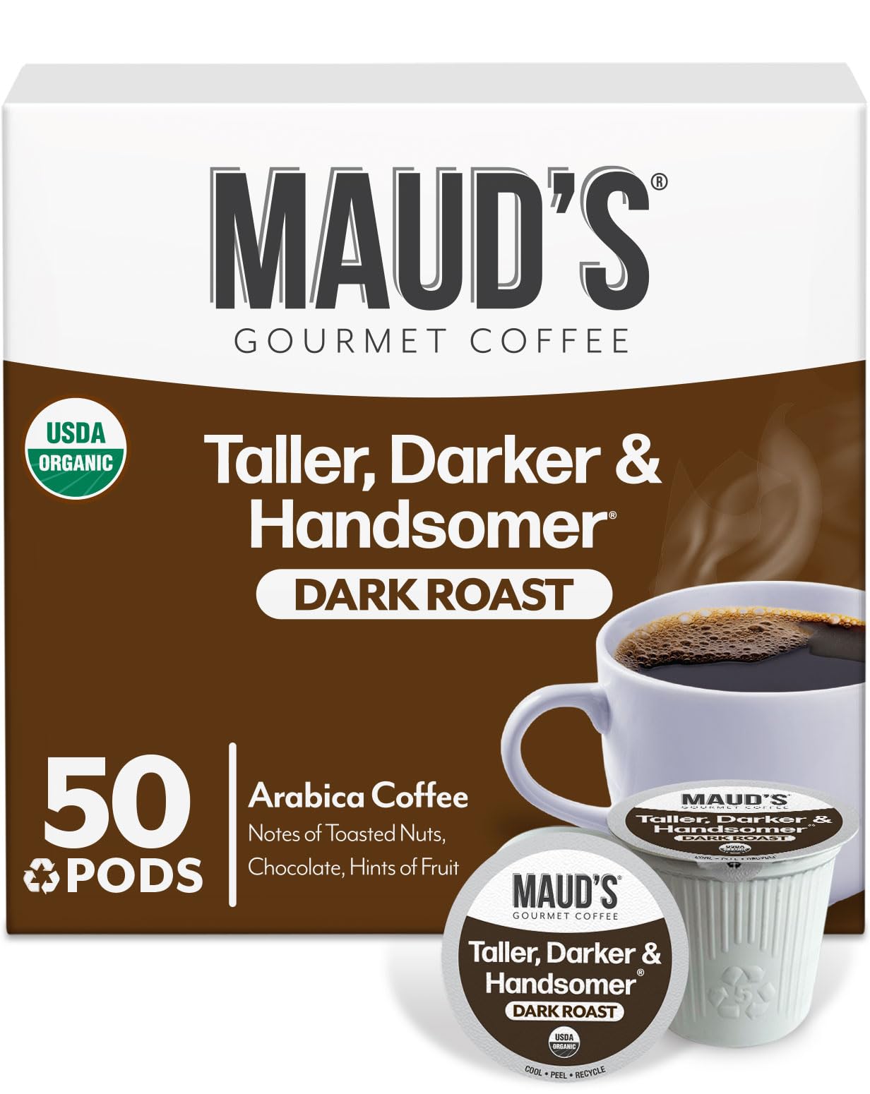 Maud's front packaging showing 50-count box and brand clarity, highlights convenience