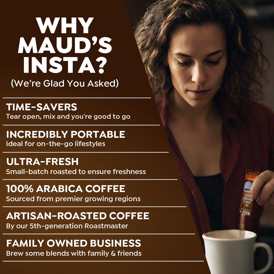 Maud's prepared hot cup steaming to highlight quick, flavorful brewing