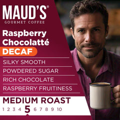 Brewed cup of Maud’s raspberry chocolate coffee showing crema and aroma