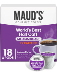 Maud's front box shot showing 18 pods and clear packaging benefit of easy storage
