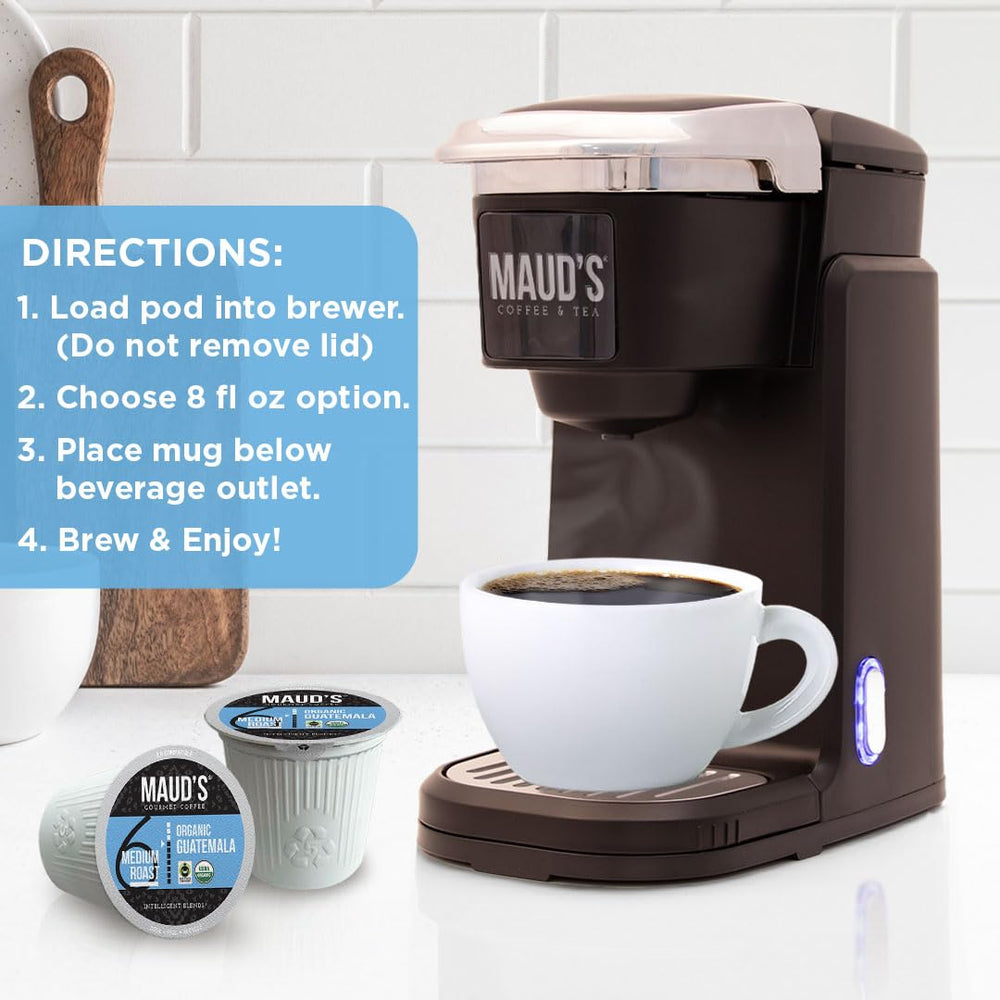 Maud's pods on a kitchen counter showing convenience and ready-to-brew appeal