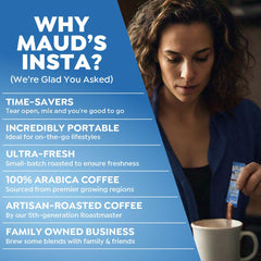 MAUD'S prepared hot French Vanilla coffee in mug delivering quick comforting cup