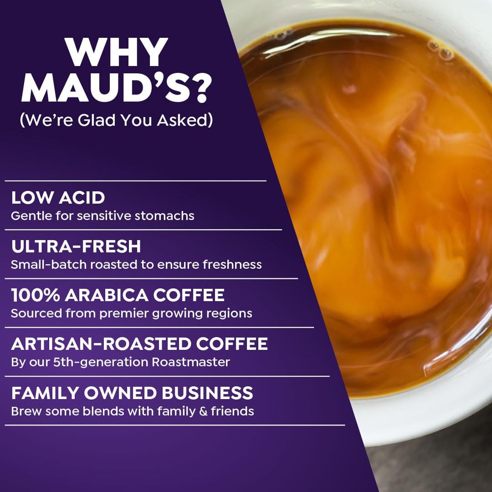 MAUD'S brewed cup poured in kitchen offering bright berry taste