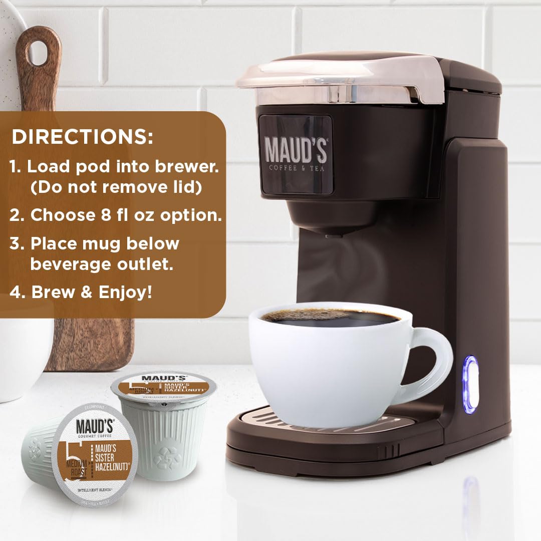 Maud's kitchen scene with cup and box portraying everyday enjoyment and convenience