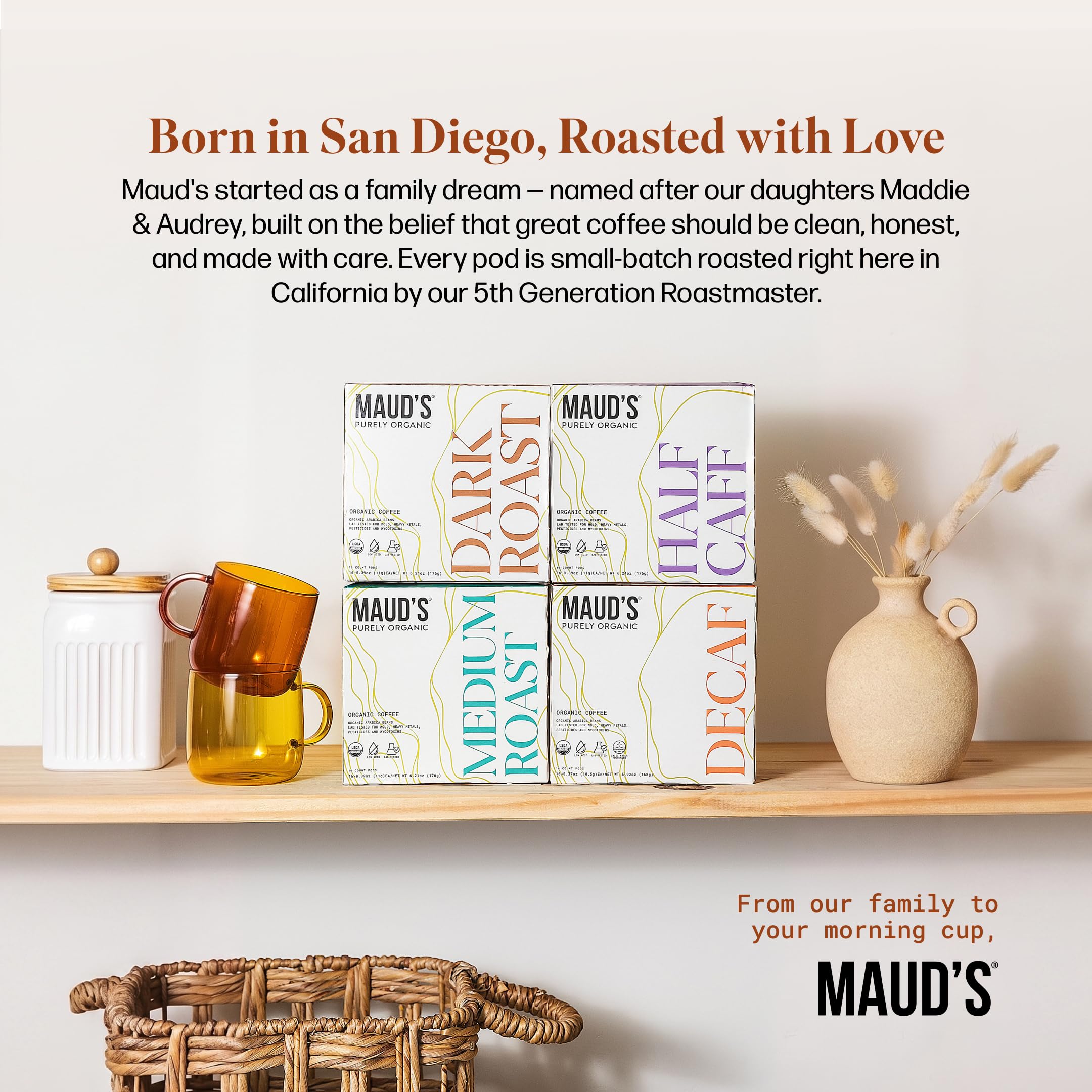 Maud's coffee setup in office kitchen illustrating ready-to-brew convenience for teams