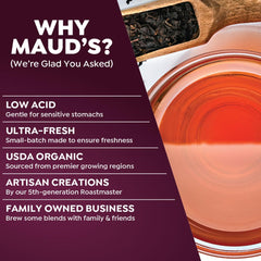 MAUD'S open box revealing 24 pods for easy portioned servings benefit