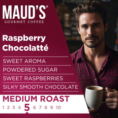 MAUD'S brewed raspberry chocolate latte in cup demonstrating rich crema