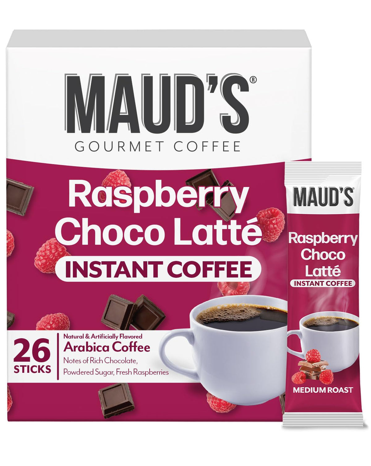 MAUD'S front packaging showing 26-count box and flavor benefits