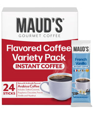 Maud's salted caramel packet closeup highlighting aromatic flavor