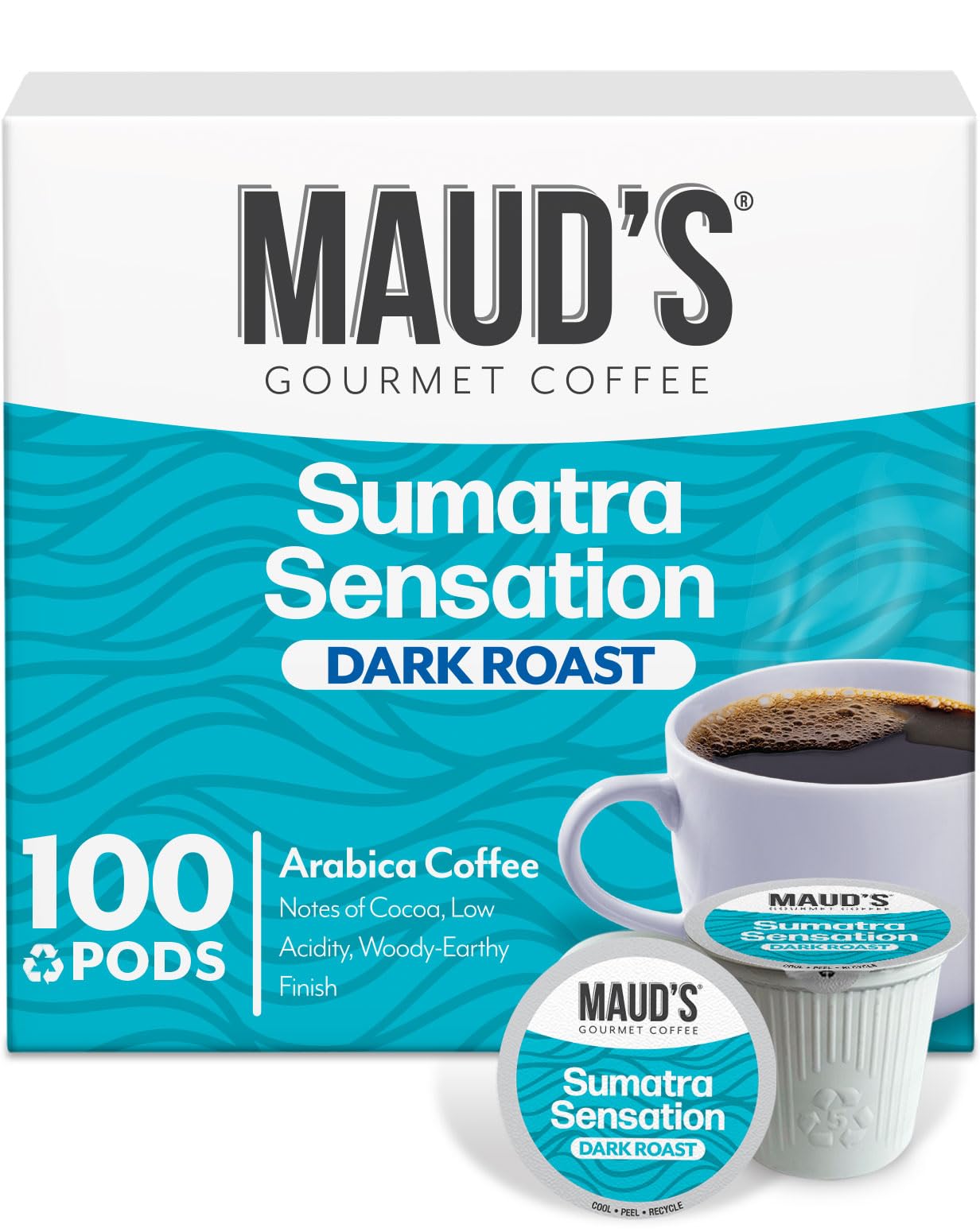 Maud's front packaging showing 100-count box and clear product branding benefit convenience