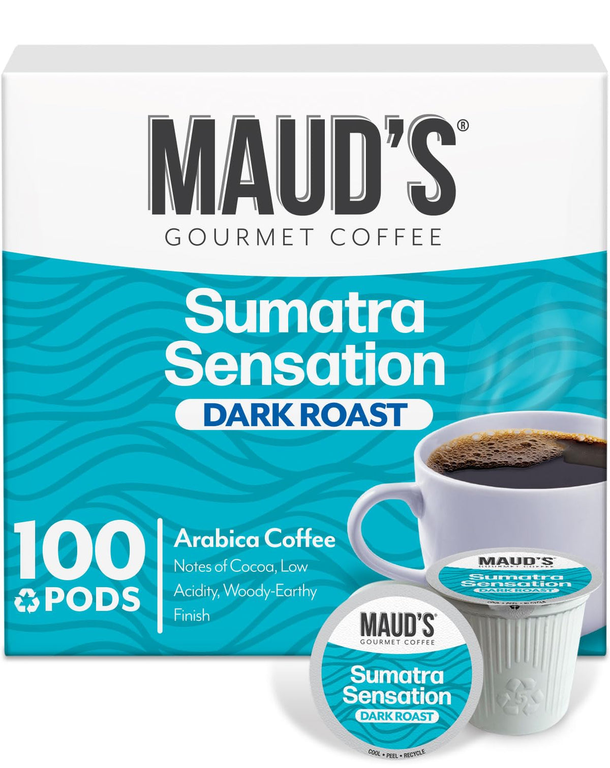 Maud's front packaging showing 100-count box and clear product branding benefit convenience