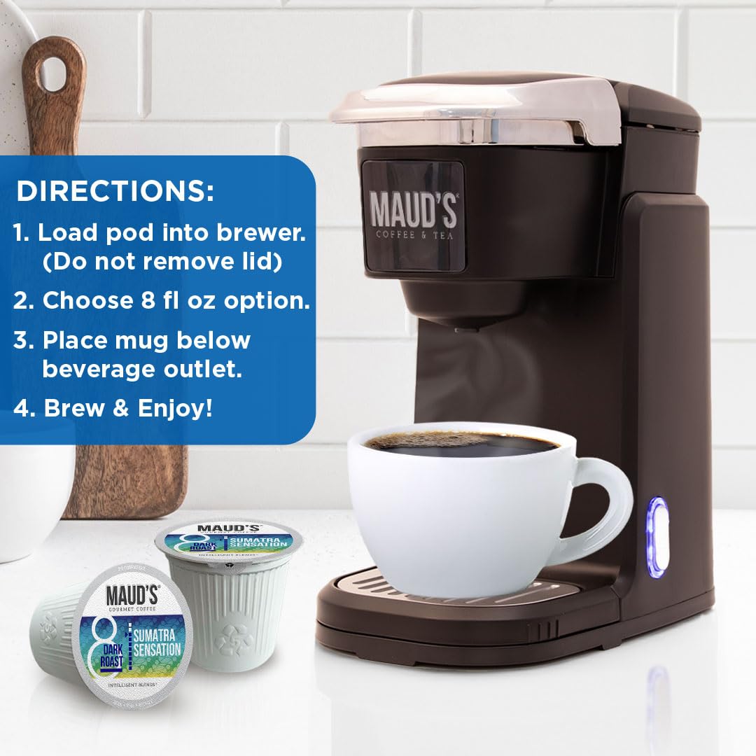 Maud's lifestyle morning kitchen scene showing easy single-serve convenience
