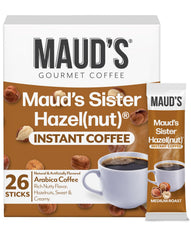 Maud's front box showing 26 sachets and product branding for easy storage