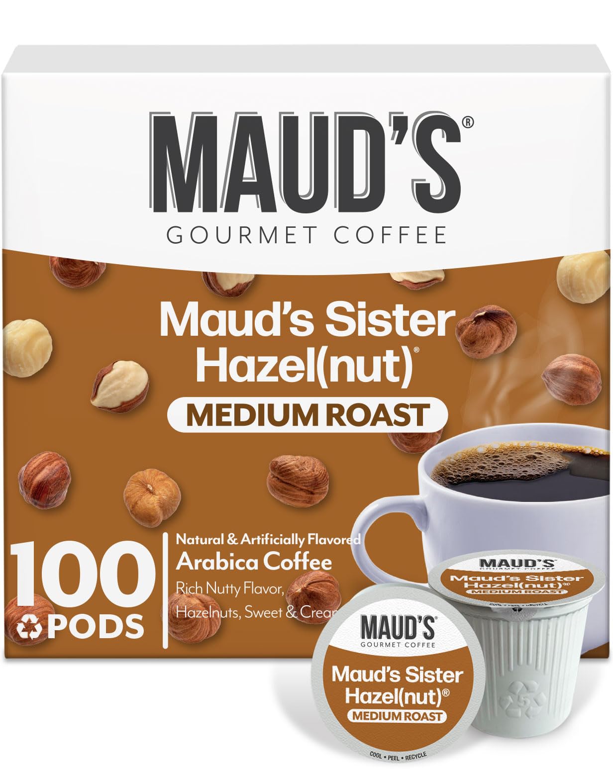 Maud's front packaging showing 100-count box and flavor labeling for easy purchase