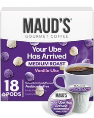 Maud's front packaging showing 18-count pods and flavored blend benefits