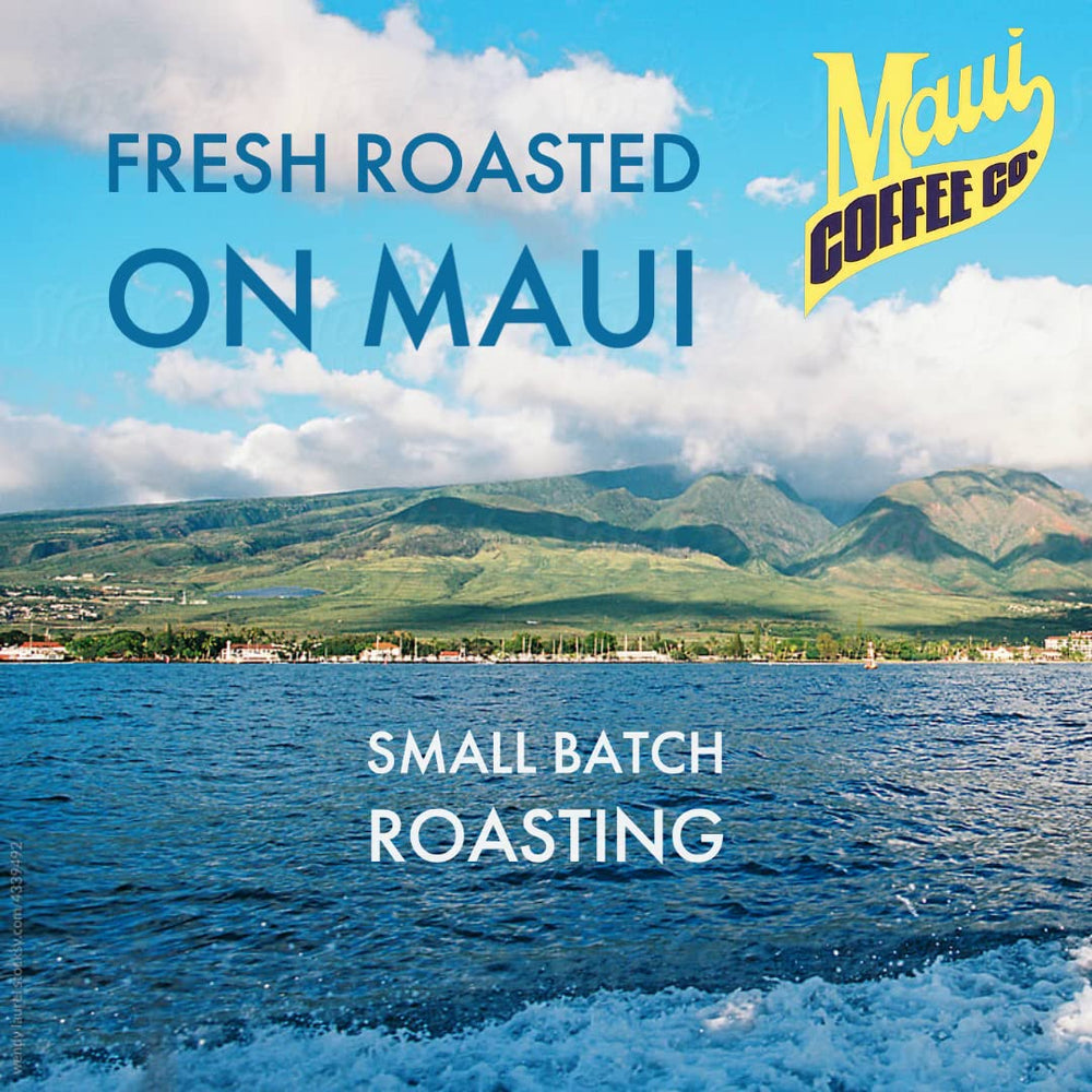 Maui Coffee Co cold brew pitcher with glass, showcases low-acidity, smooth body
