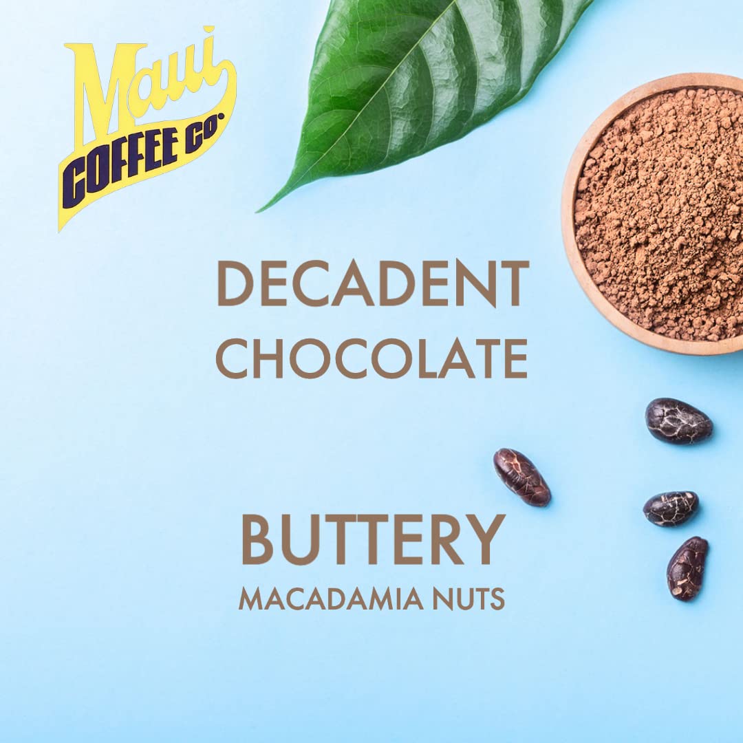 Maui Coffee Co poured cup beside bag showcasing rich color