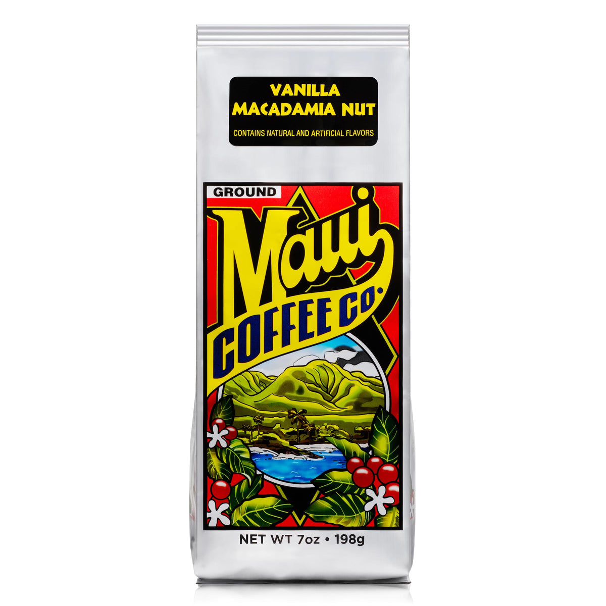 Maui Coffee Co front packaging showing 7 oz bag and island branding, evokes gift appeal