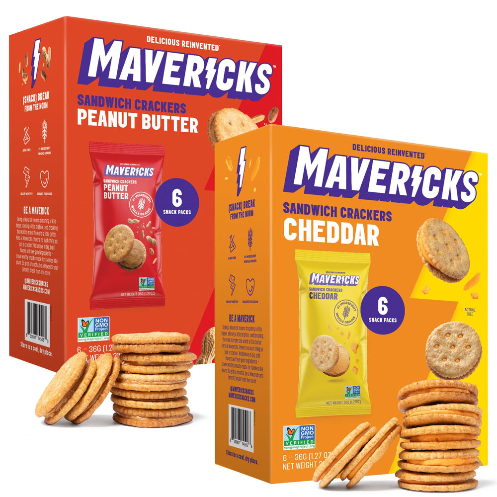 MAVERICKS front packaging showing two-box variety pack and benefits