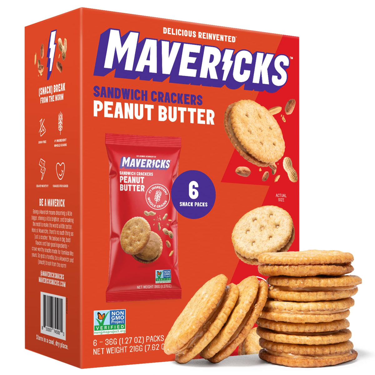 MAVERICKS front packaging showing six-count convenience and grab-and-go benefit