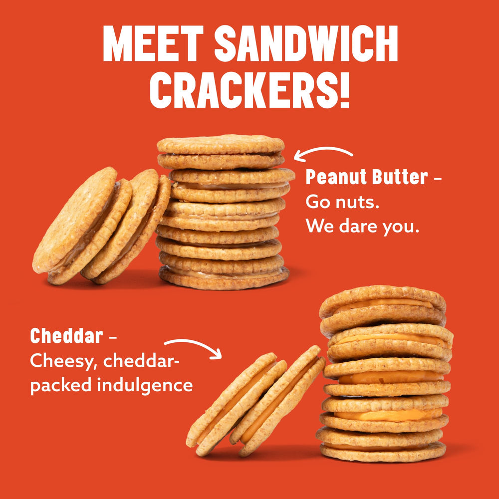 MAVERICKS peanut butter sandwich cracker close-up with creamy filling