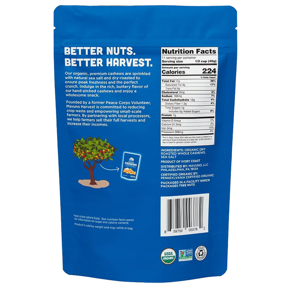 Mavuno Harvest close-up of dry-roasted cashew texture, crunchy buttery appearance and fresh aroma