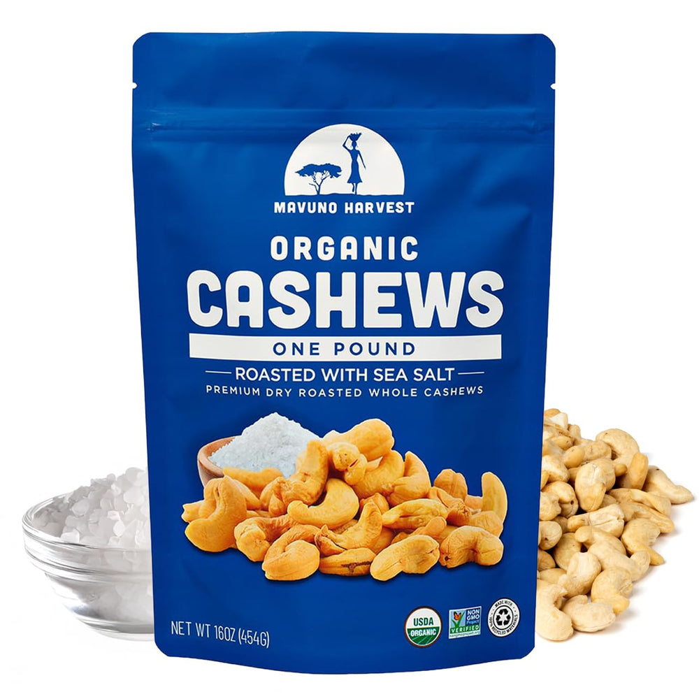 Mavuno Harvest front packaging showing resealable 16 oz bag and organic label, convenient snack