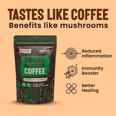 MAX FIT brewed cup in hand showing creamy medium roast and sustained focus