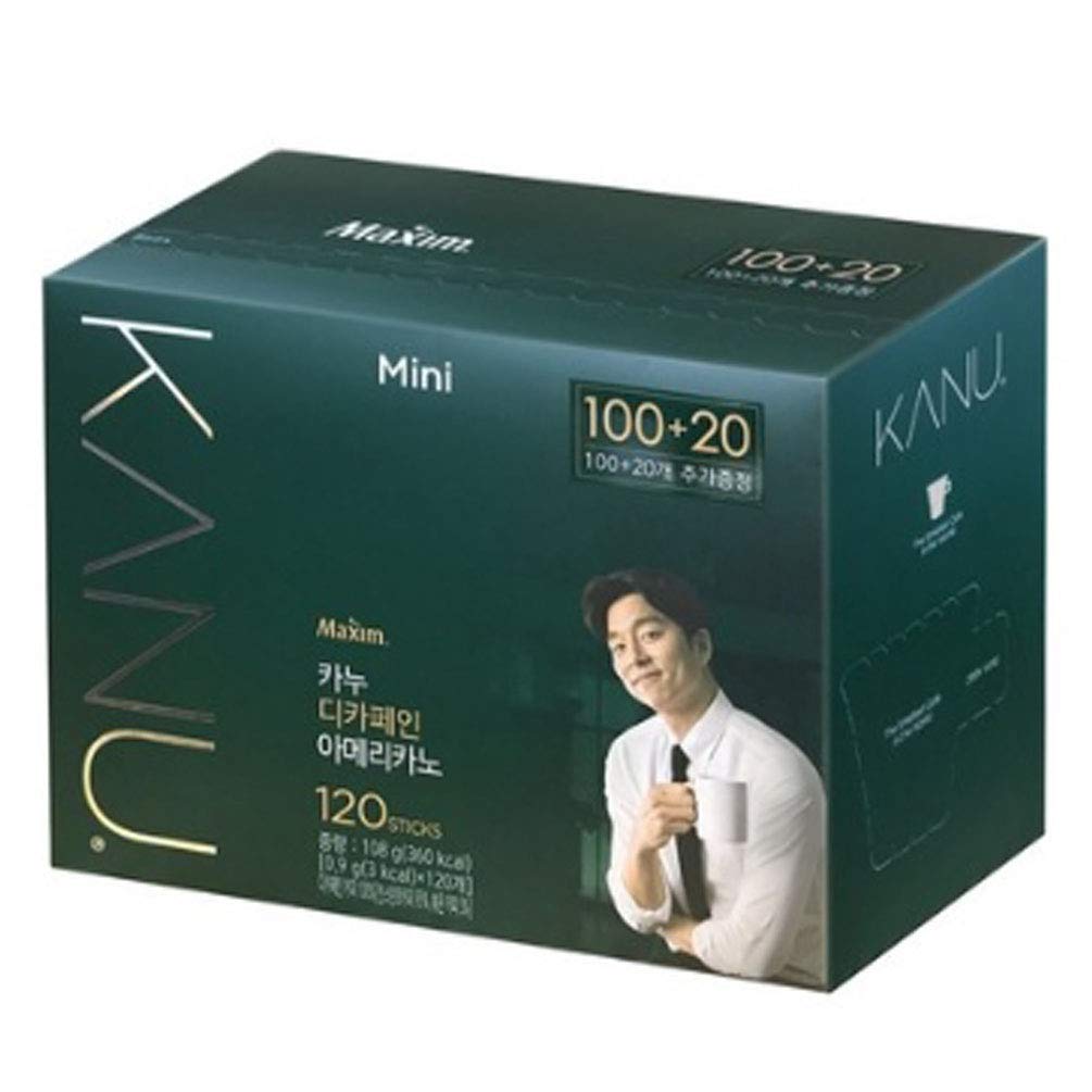 Maxim Enterprise INC pack front showing 100+20 decaffeinated coffee sticks for convenience