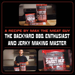 MAXJERKY honey and habanero ingredients arranged, emphasizes balanced flavor