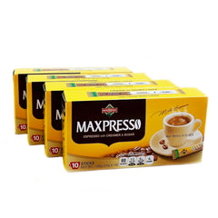 Maxpresso front packaging showing 40 stick box and convenience benefit