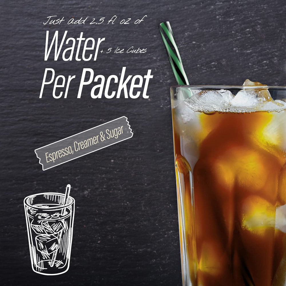 Maxpresso iced coffee glass with ice demonstrating refreshing cold-brew alternative