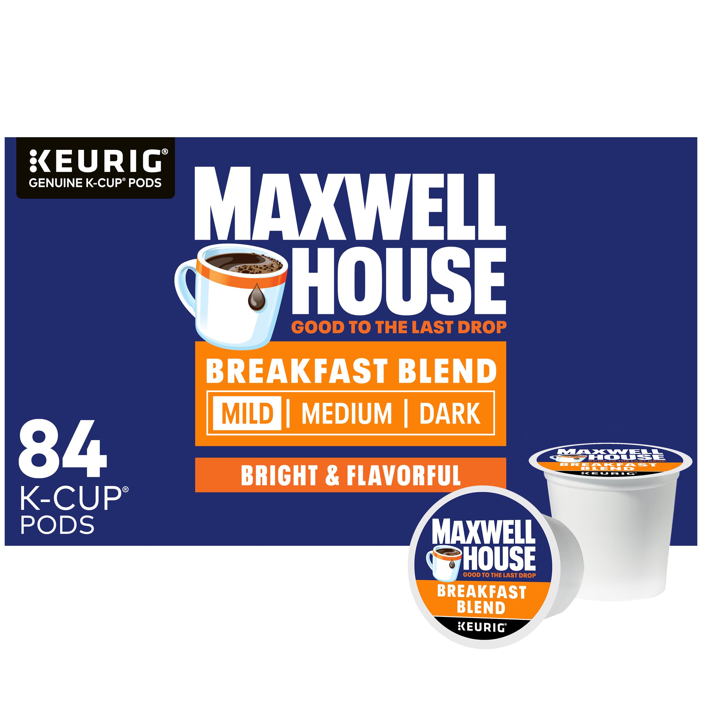 Maxwell House front box showing 84-count and quick grab convenience
