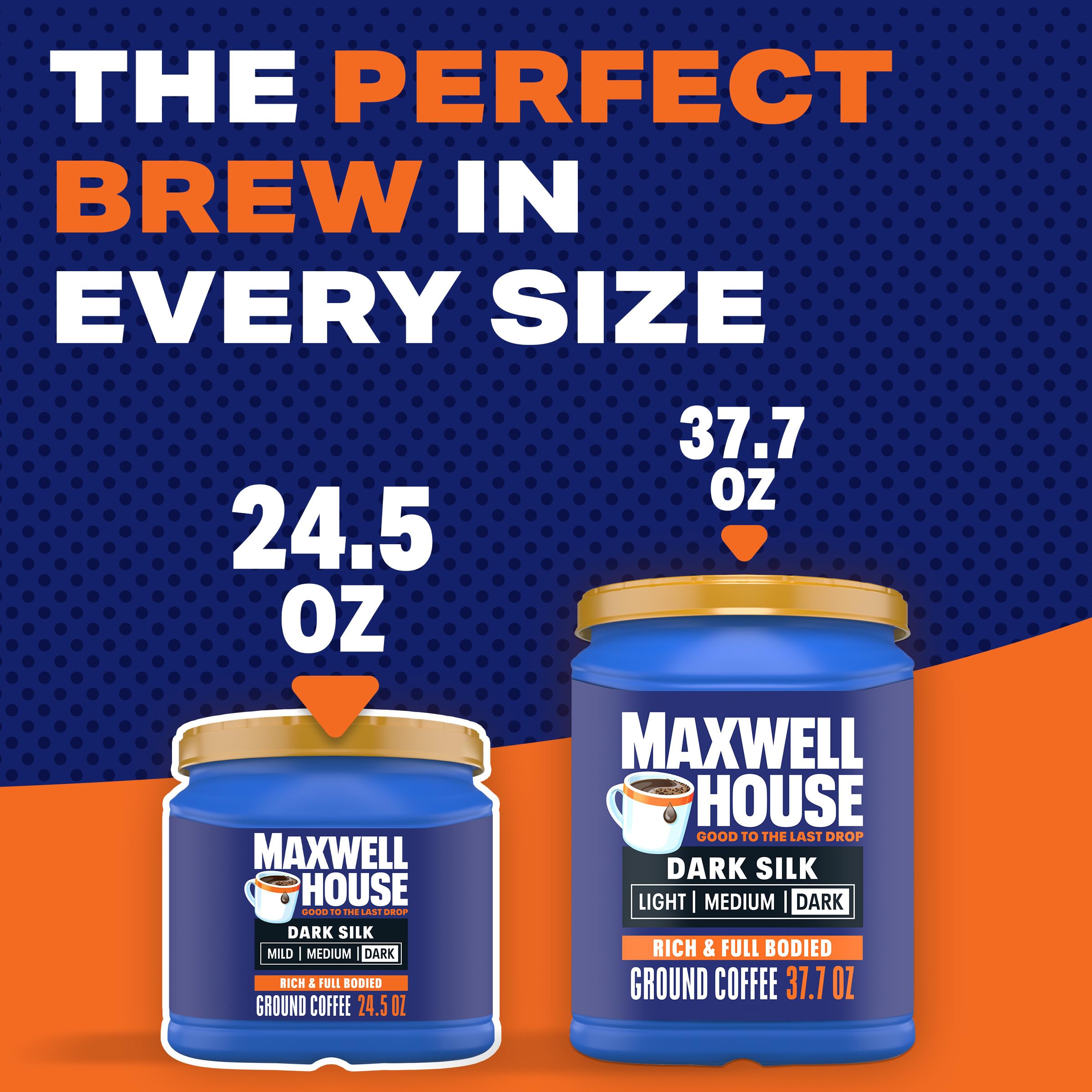 Open Maxwell House canister top revealing grounds for freshness and convenience