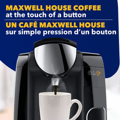 MAXWELL HOUSE disc inside Tassimo brewer demonstrating quick single-serve benefit