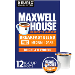 Maxwell House front packaging showing 12-count box and brand clarity for easy recognition