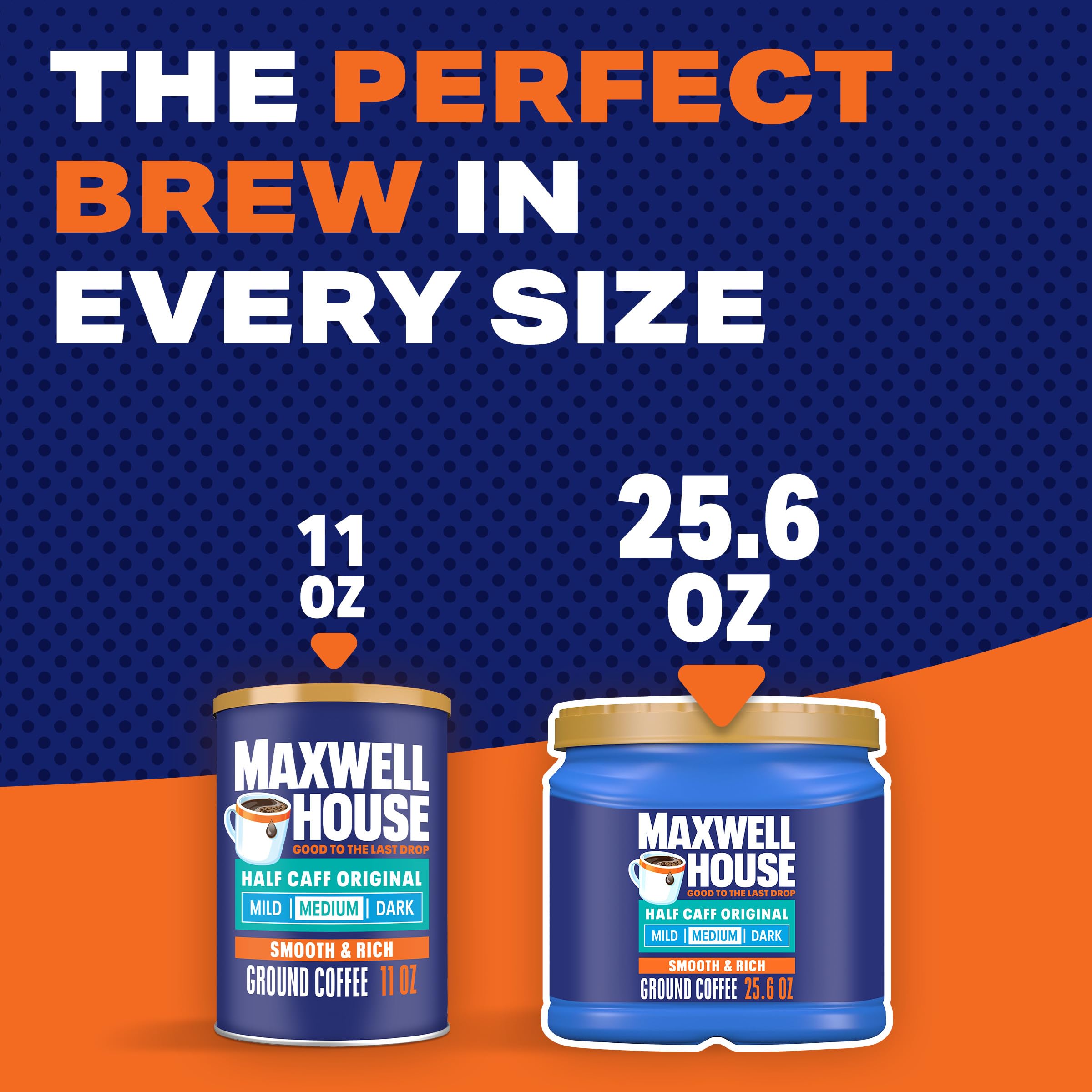 MAXWELL HOUSE brewed drip coffee in mug highlighting full-bodied flavor