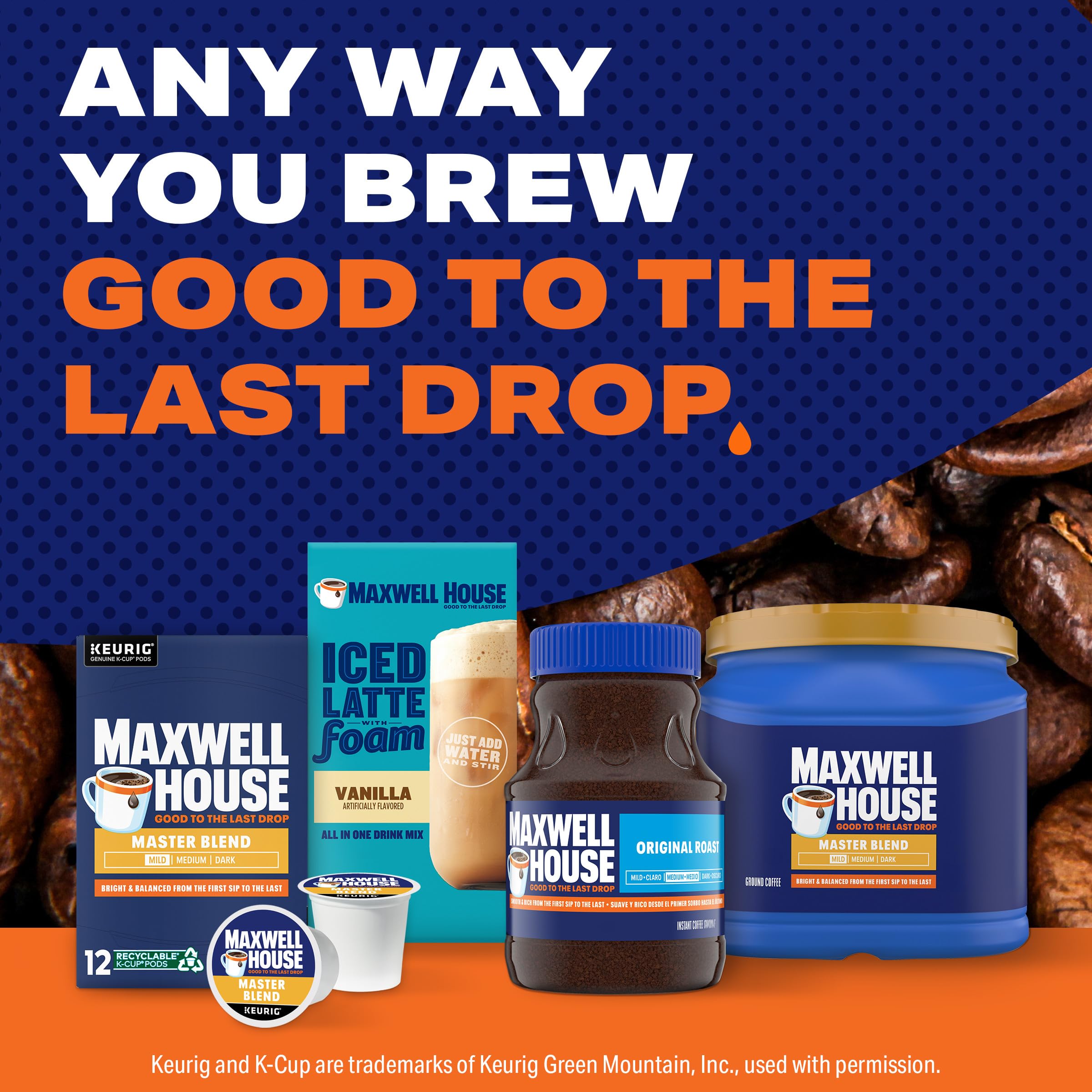MAXWELL HOUSE canister on break-room shelf styled for workplaces and shared brewing