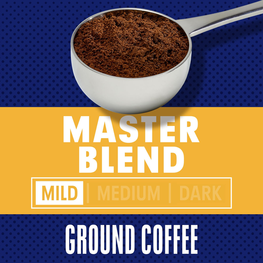 MAXWELL HOUSE ground coffee texture close-up showing even grind for consistent extraction