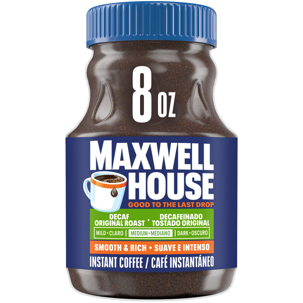 MAXWELL HOUSE jar front view showing label and easy-open lid, convenient storage