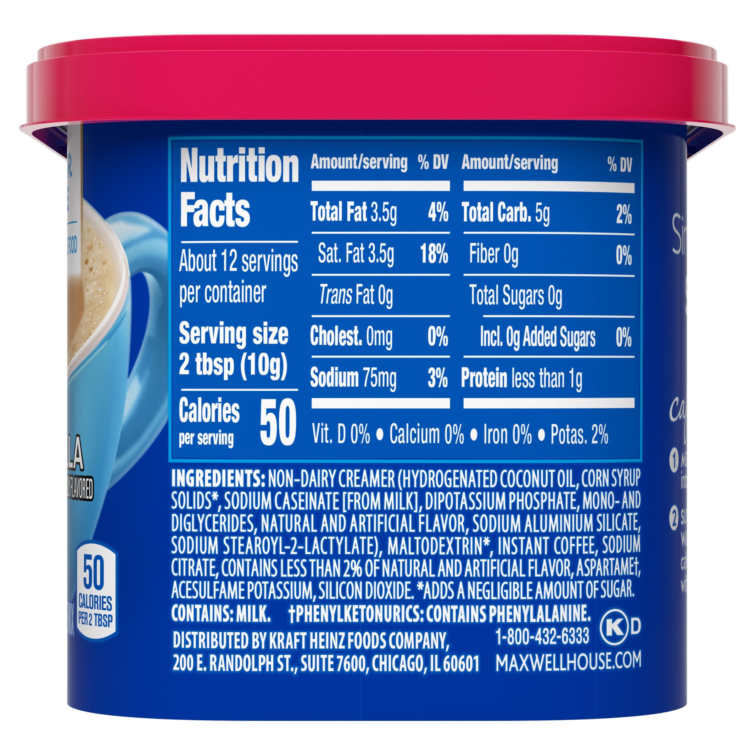MAXWELL HOUSE canister beside a ruler for scale, compact travel-friendly size