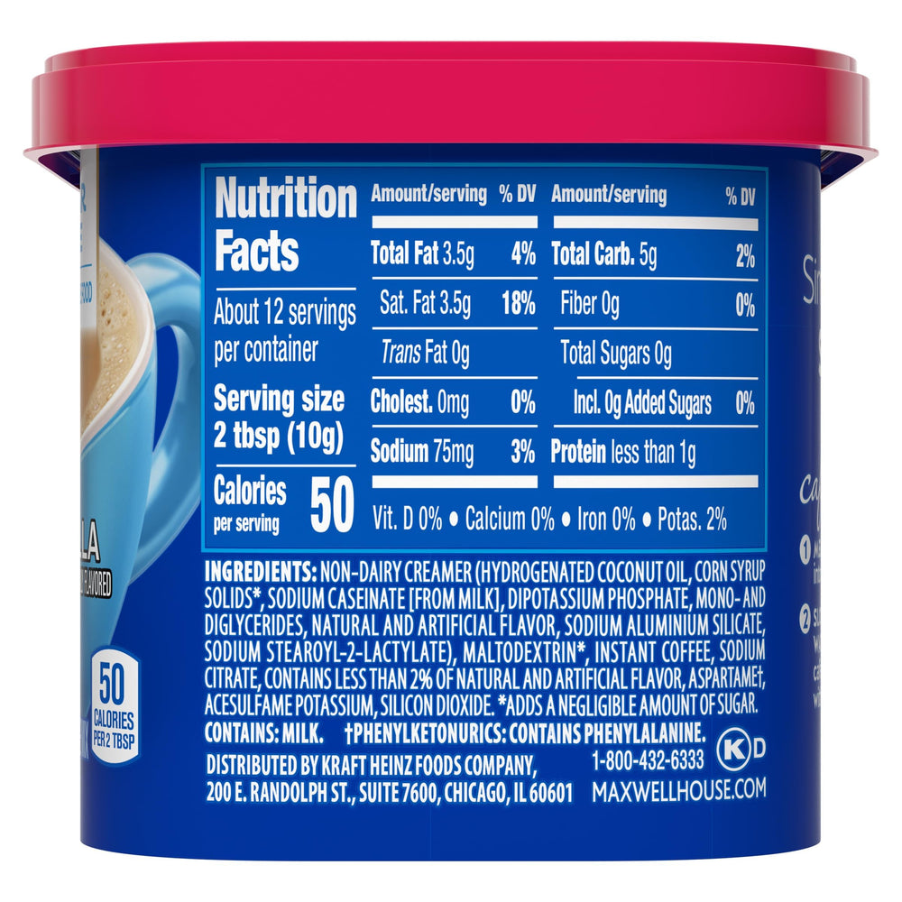 MAXWELL HOUSE canister beside a ruler for scale, compact travel-friendly size