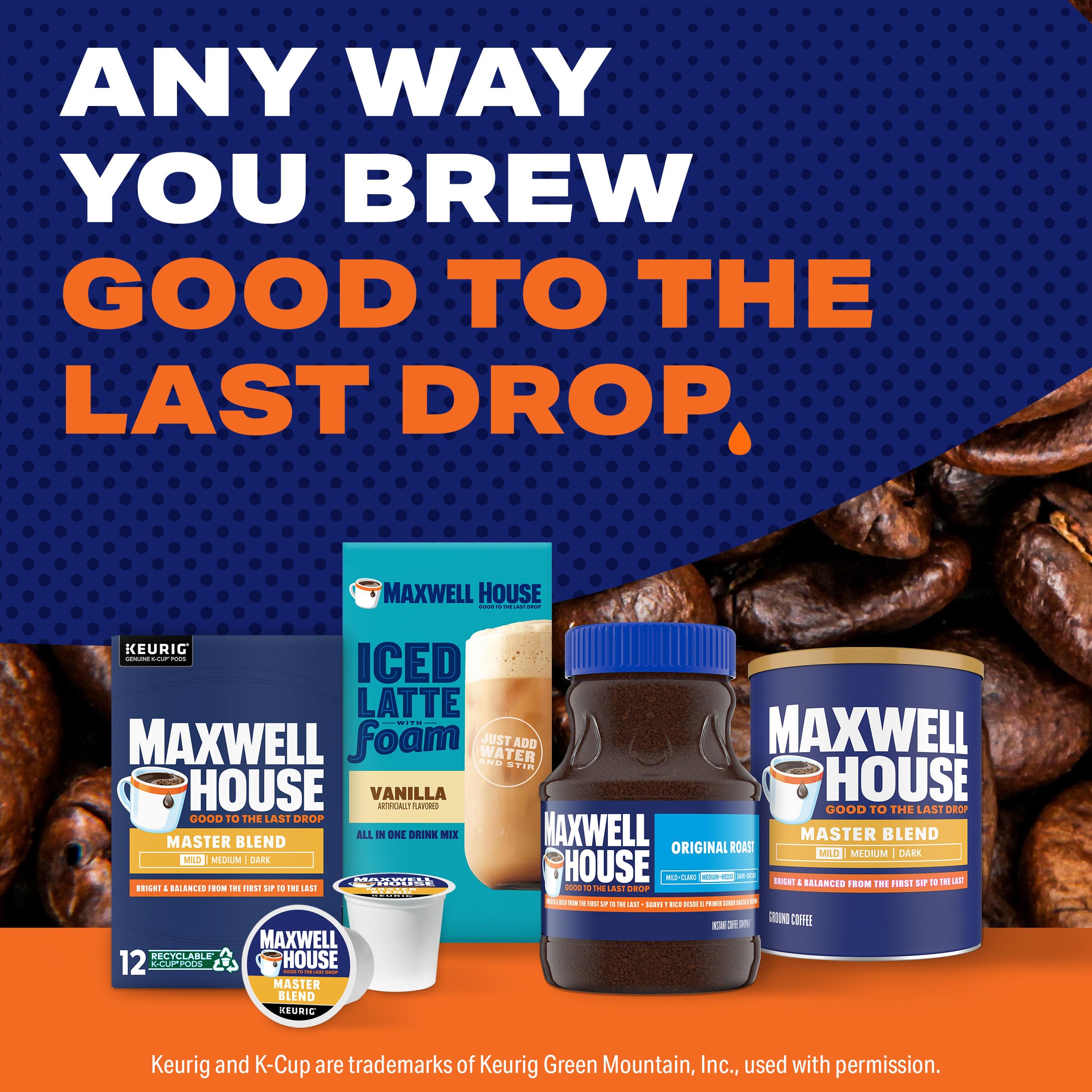 MAXWELL HOUSE cup with cream poured to show versatility with milk and creamers