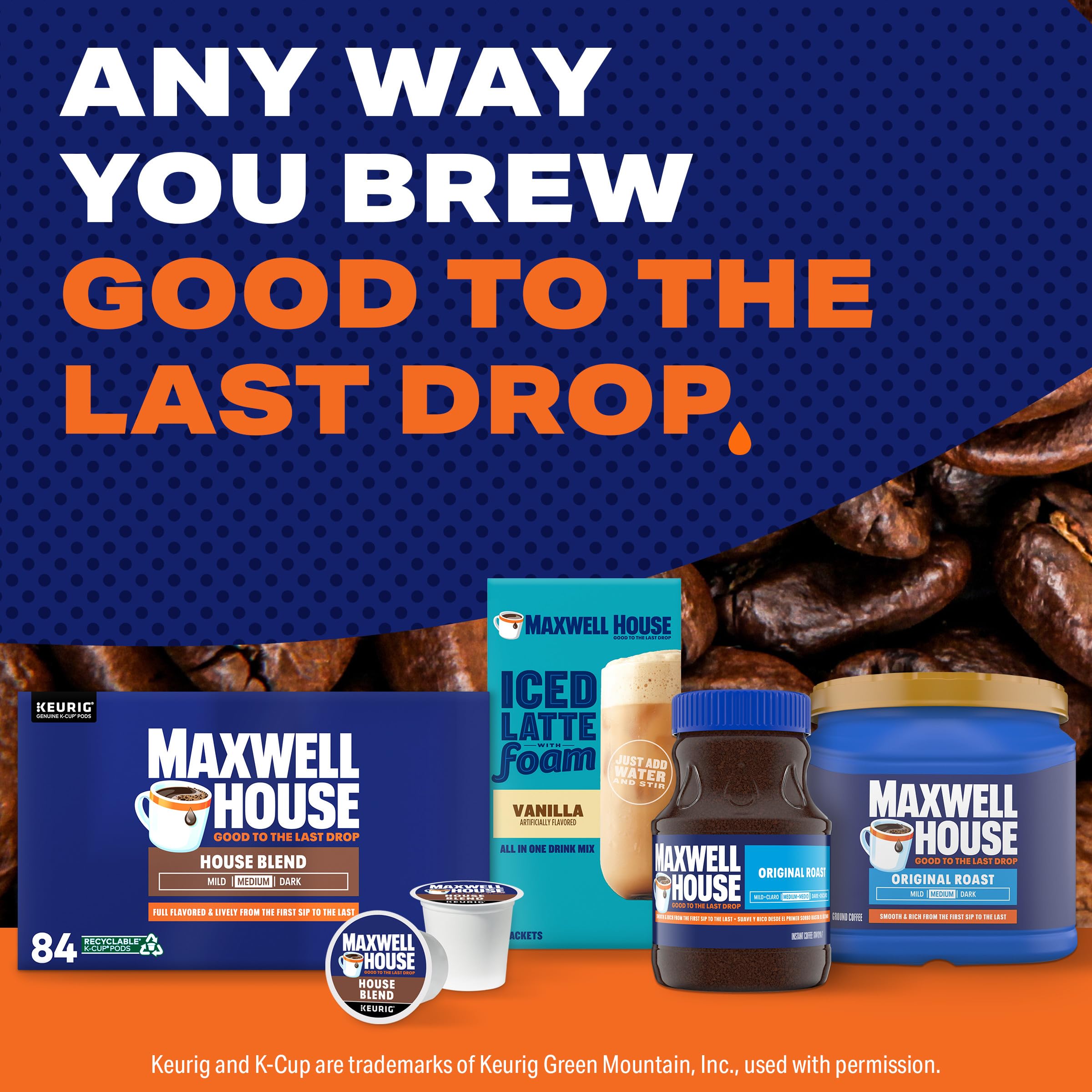 Maxwell House pod in hand showing compact size and on-the-go convenience