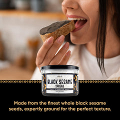Mayde spoonful revealing creamy ground sesame texture and spreadability benefit