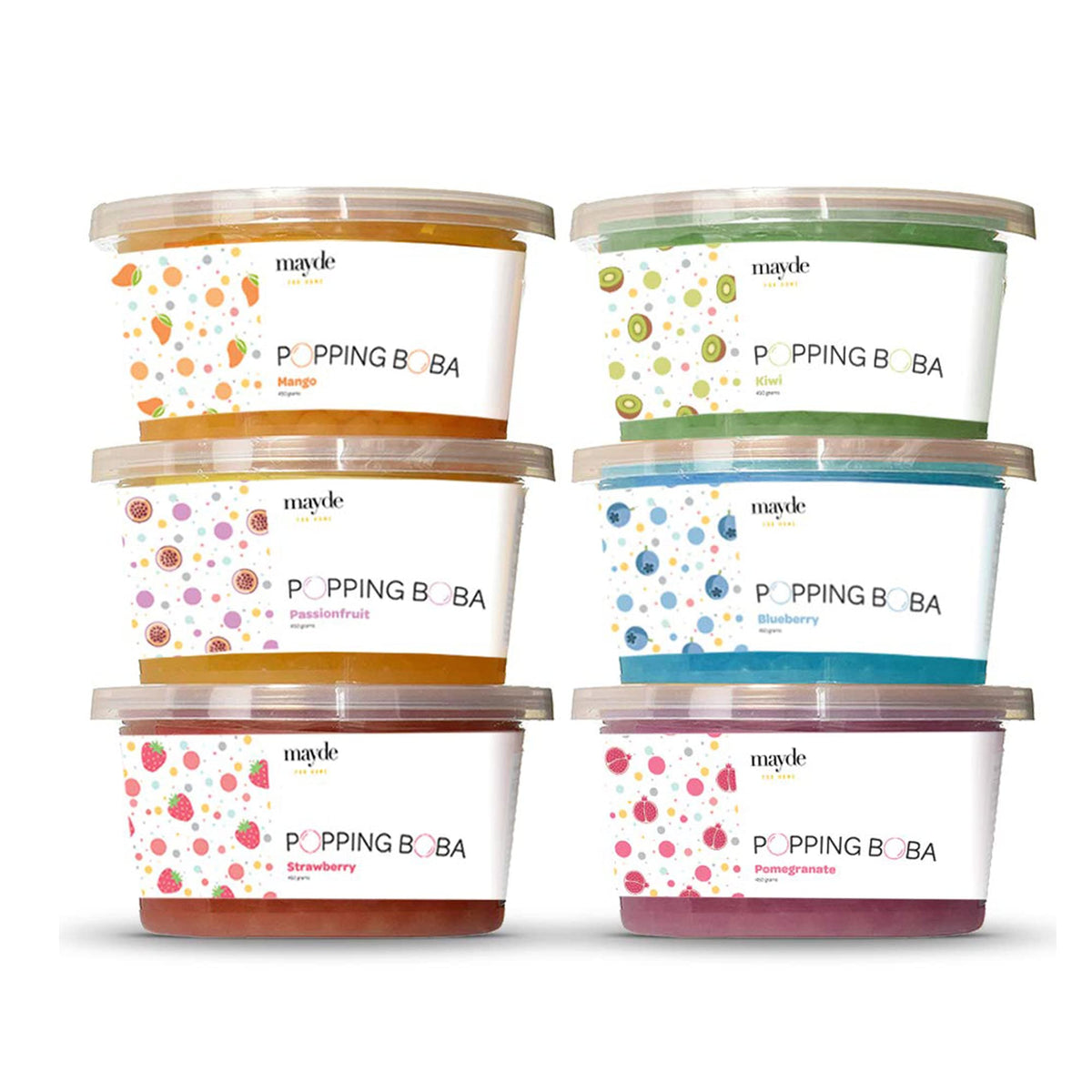 Mayde front packaging showing six-flavor party kit, clear labels and bright colors benefiting easy selection